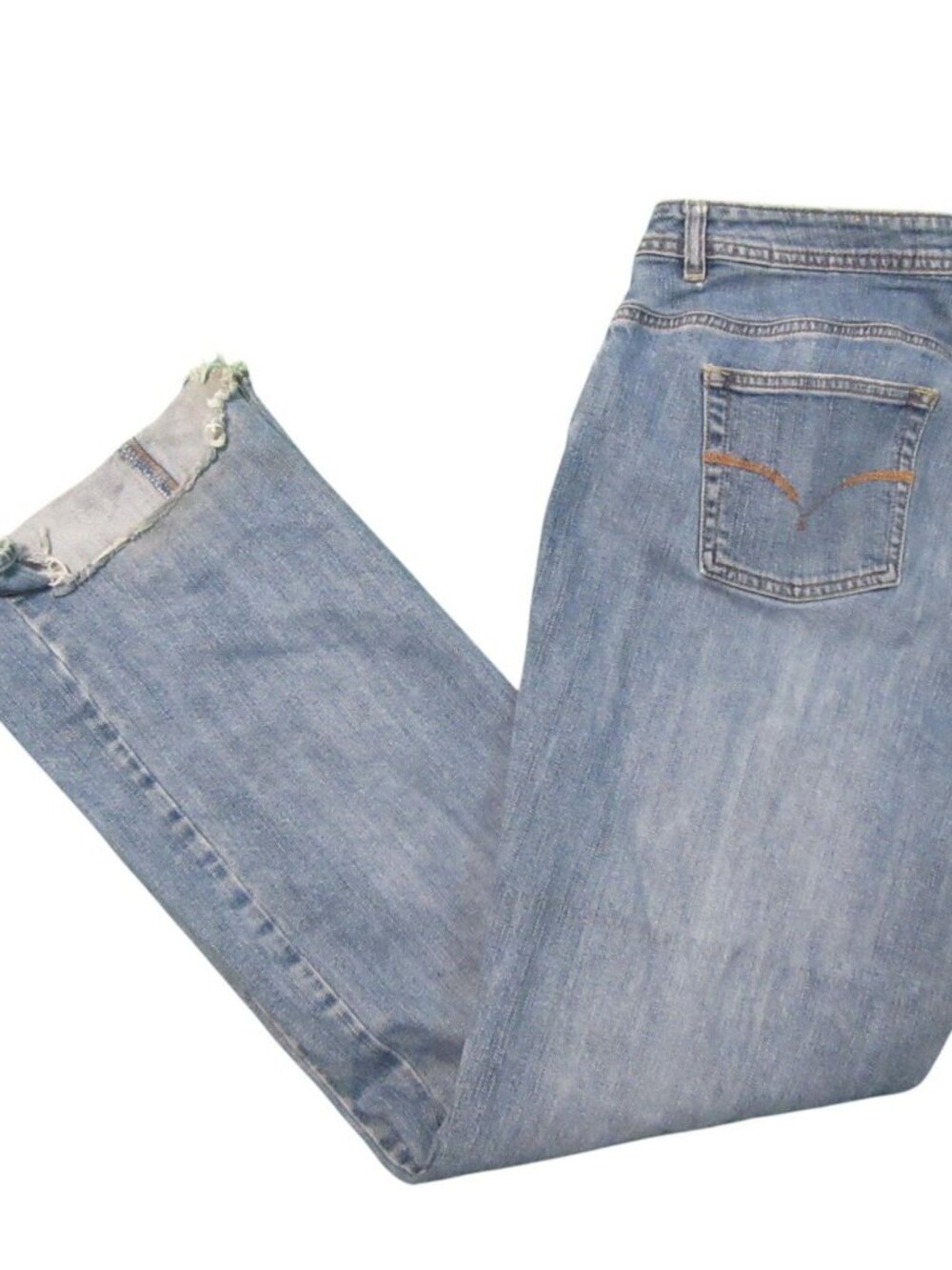 Cato Woman Bootcut Jeans Womens 16W Light Wash Mid Rise Raw Hem Distressed